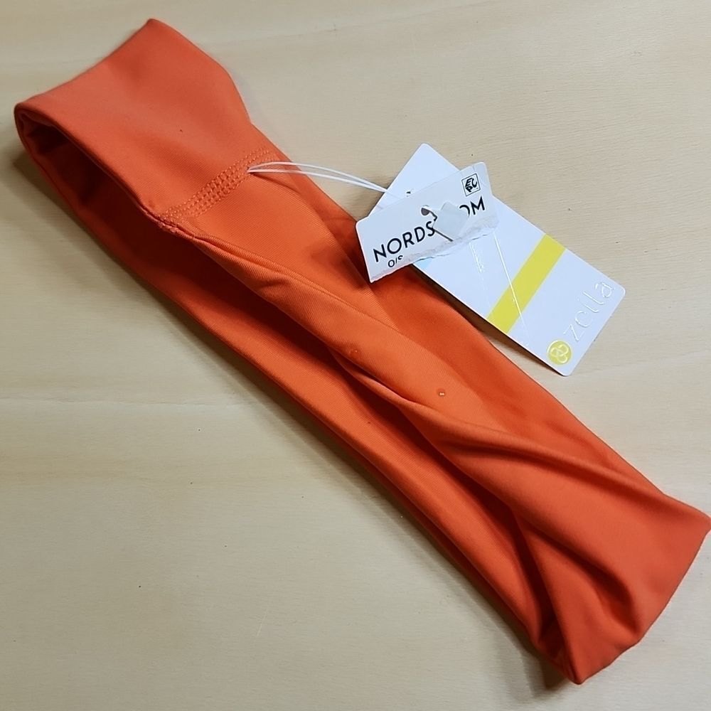 Zella Headband Studio Lite Twist Orange Ribbed Athleisure Athletic Workout - Picture 2 of 3